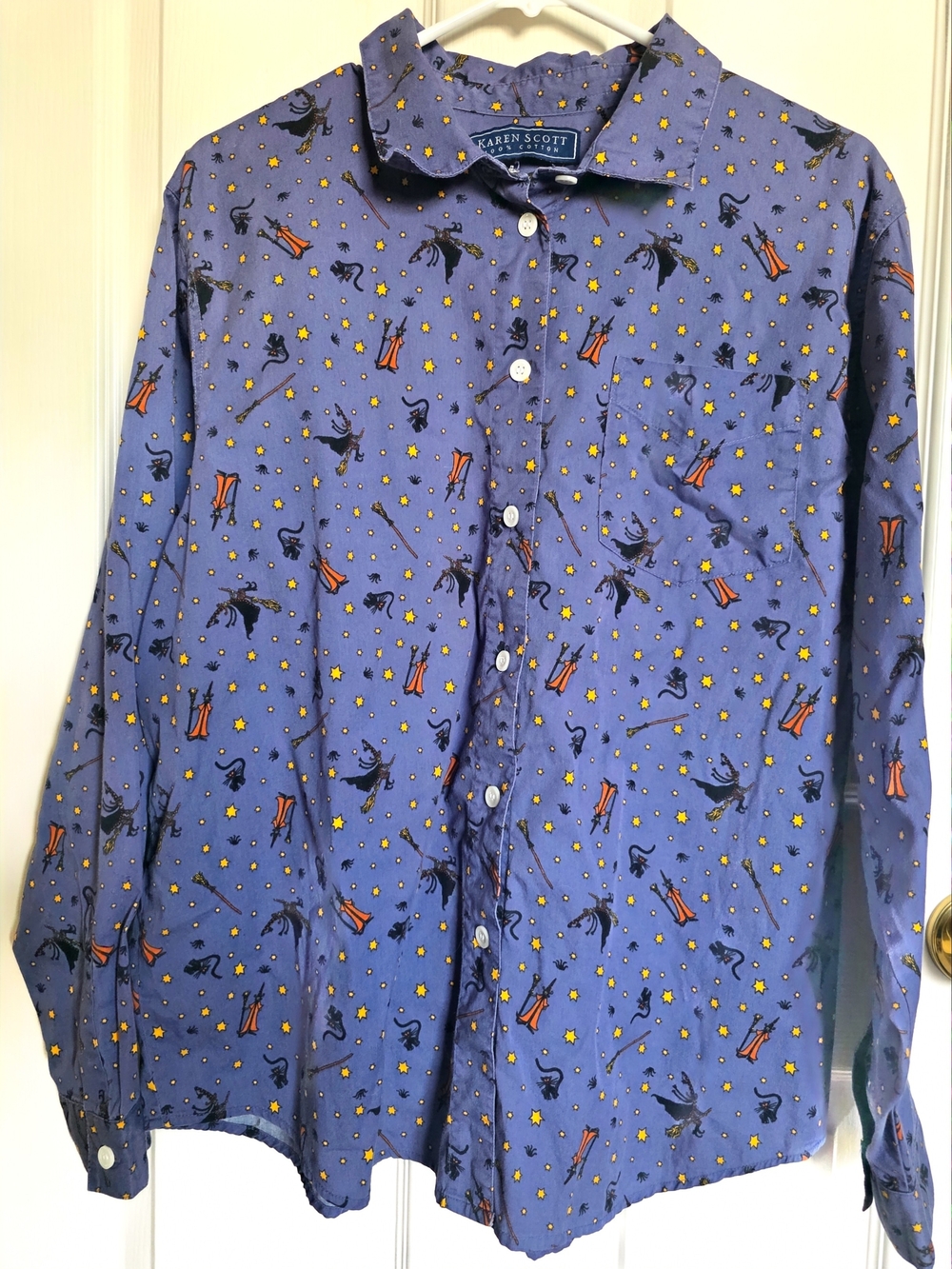 Karen Scott XL Halloween Print Button-Down Shirt